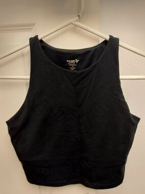 Old Navy Black Powerchill Light Support Longline Sports Bra/Crop Top- Size M
